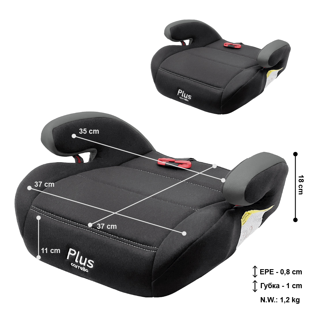Автокрісло-бустер Plus CRL-16007 Storm +направляючий ремінь 75см, Carrello